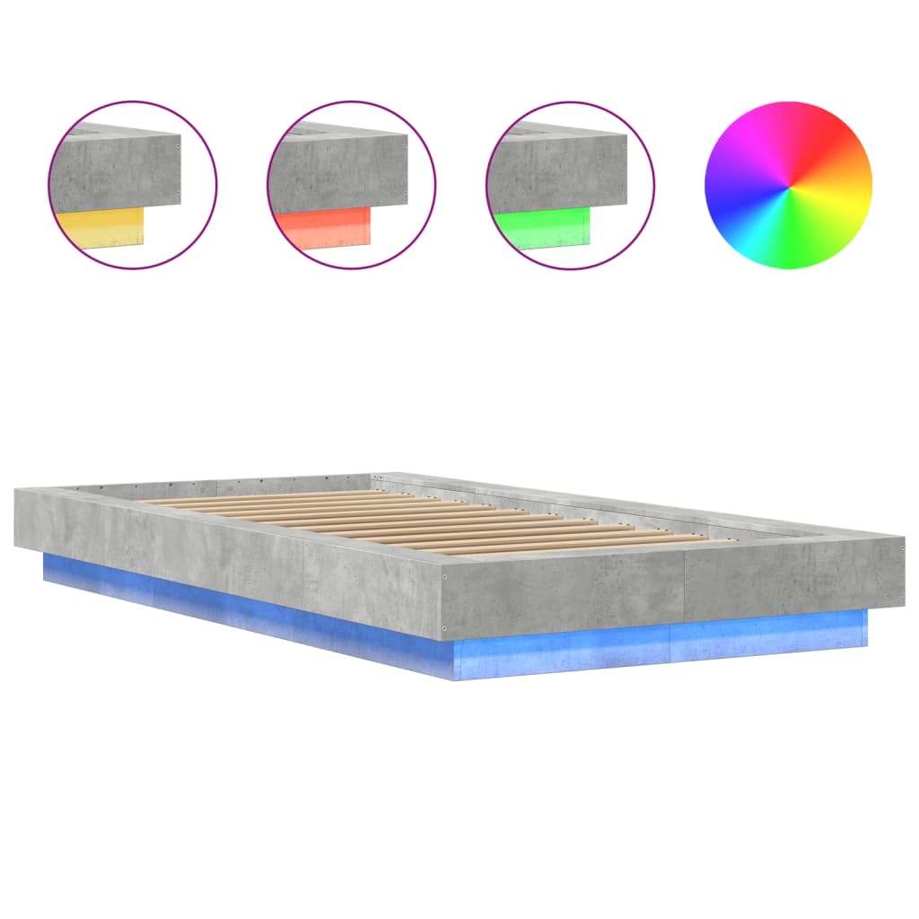 Okvir kreveta s LED svjetlima 75x190 cm od konstruiranog drva