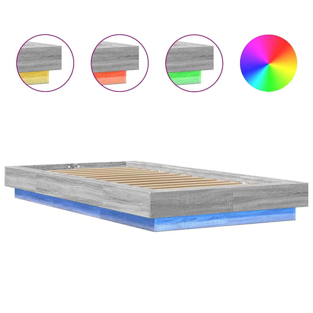 Okvir za krevet s LED svjetlima 75x190 cm od konstruiranog drva