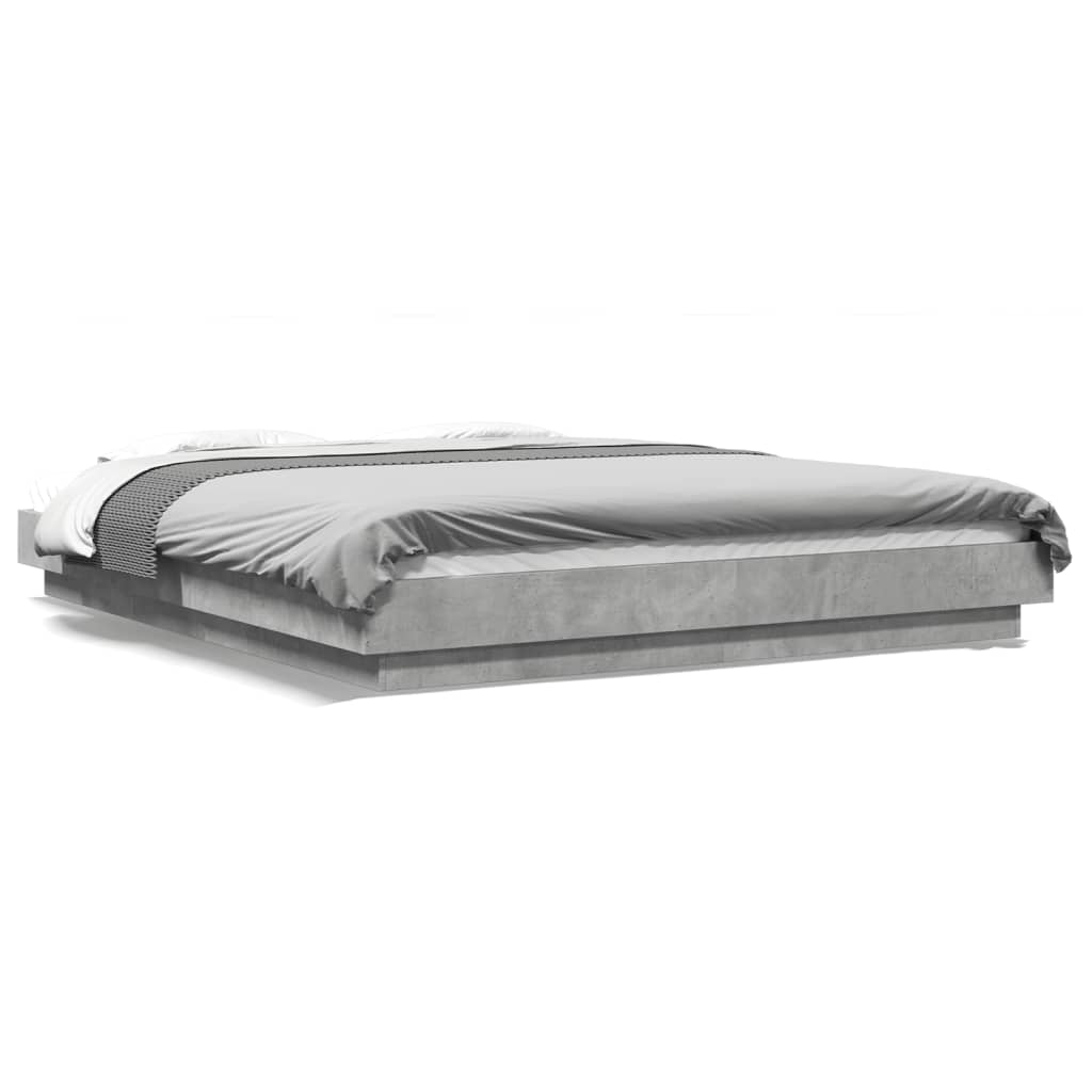 Okvir kreveta siva boja betona 160x200 cm od konstruiranog drva