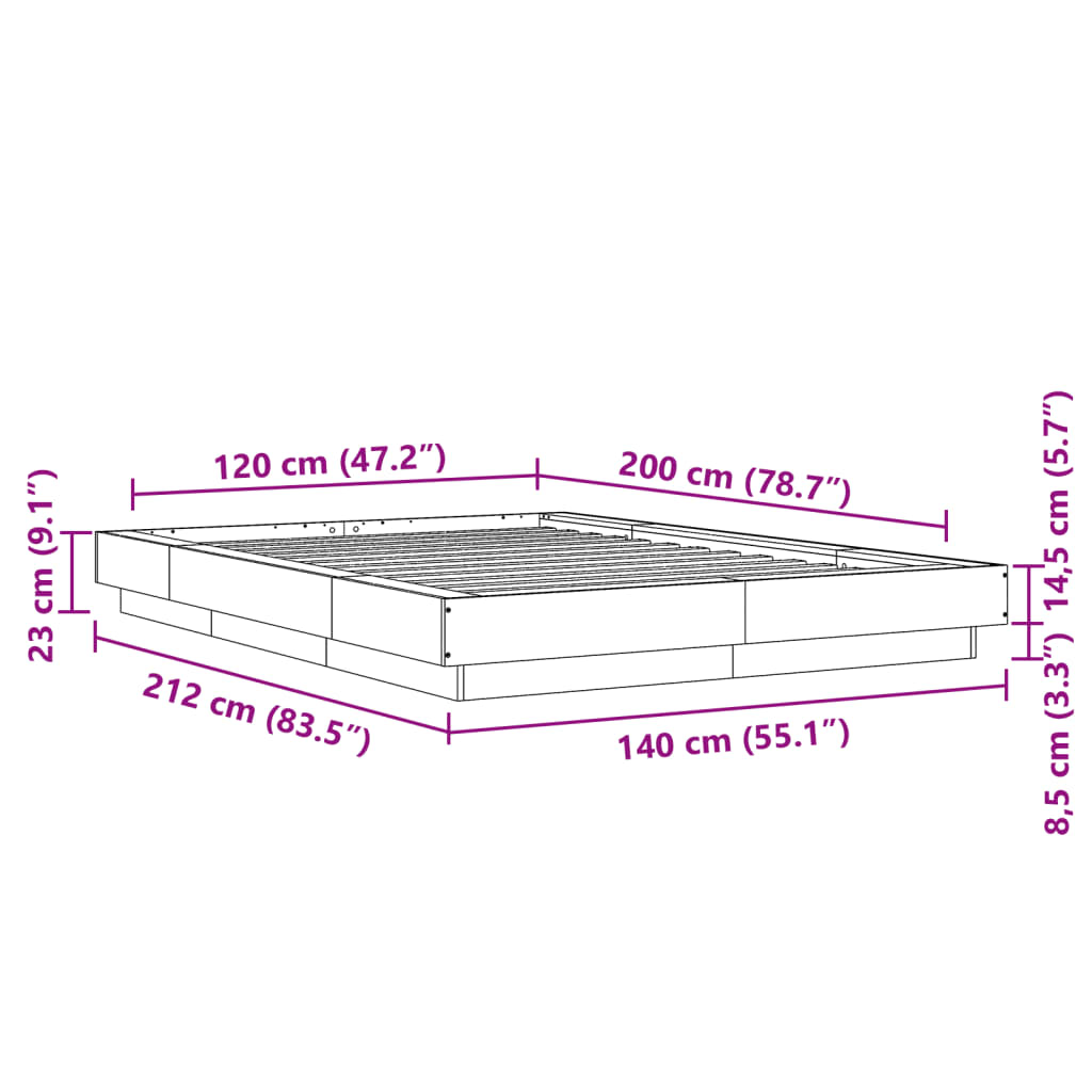 Okvir za krevet bijeli 120 x 200 cm konstruirano drvo