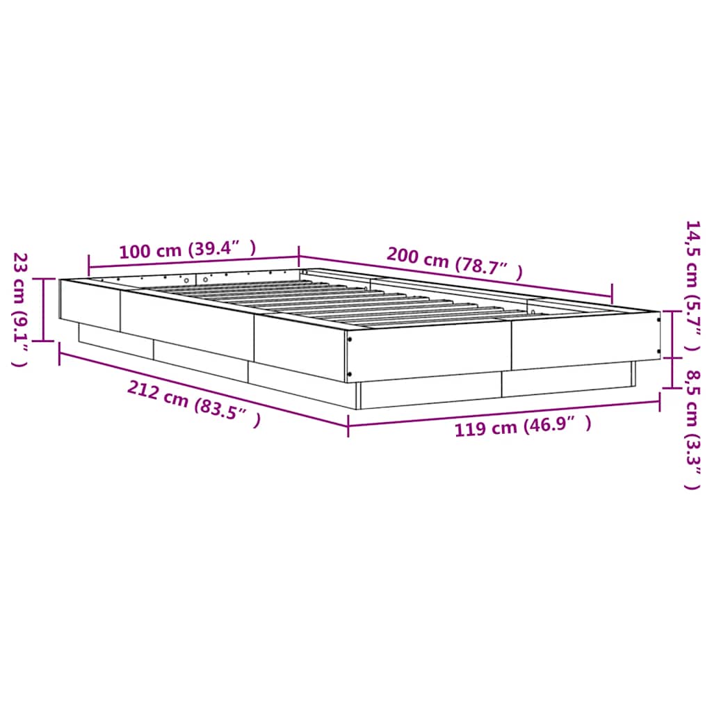 Okvir za krevet bijeli 120 x 200 cm konstruirano drvo