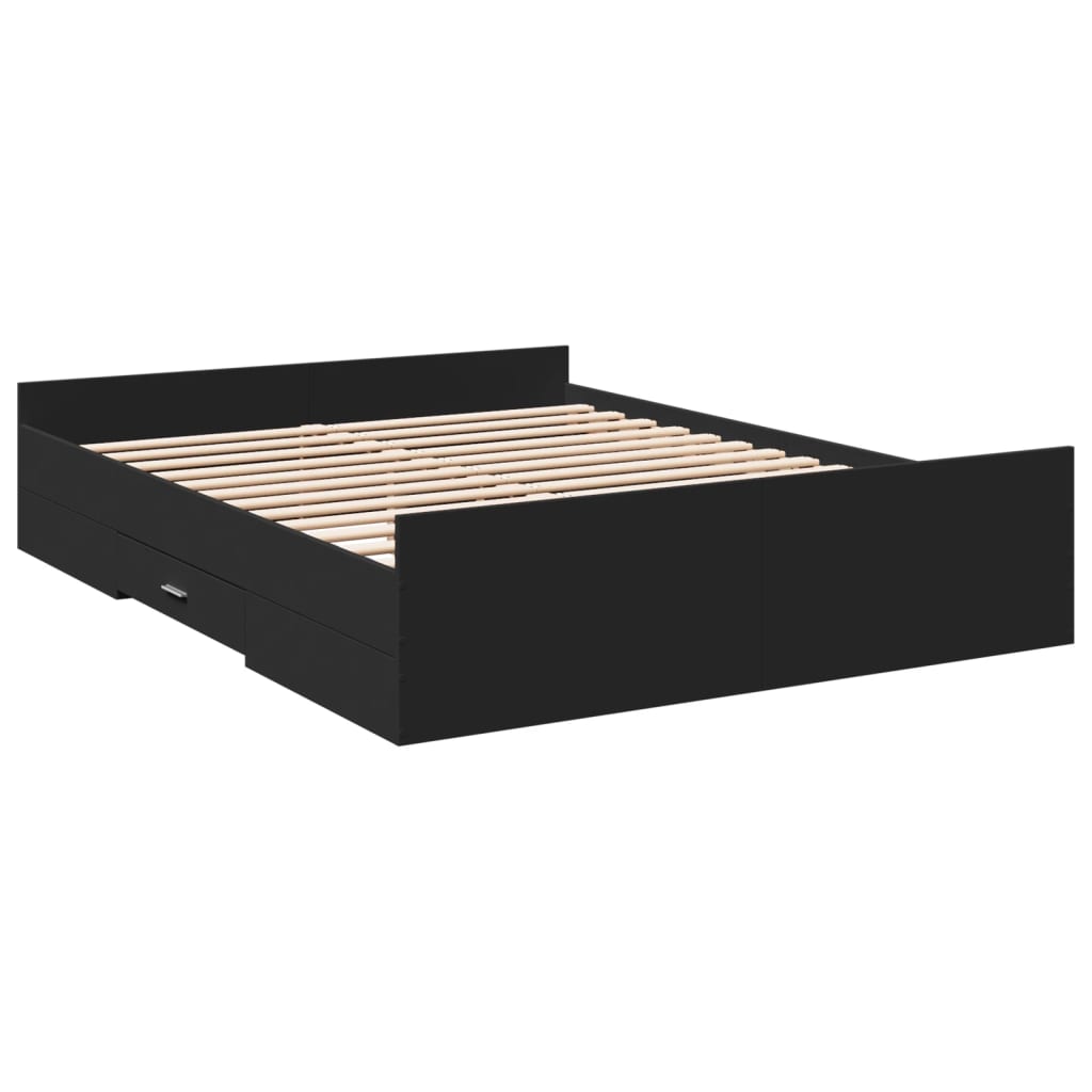 Okvir kreveta s ladicama crni 160x200 cm konstruirano drvo