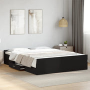 Okvir kreveta s ladicama crni 150 x 200 cm konstruirano drvo