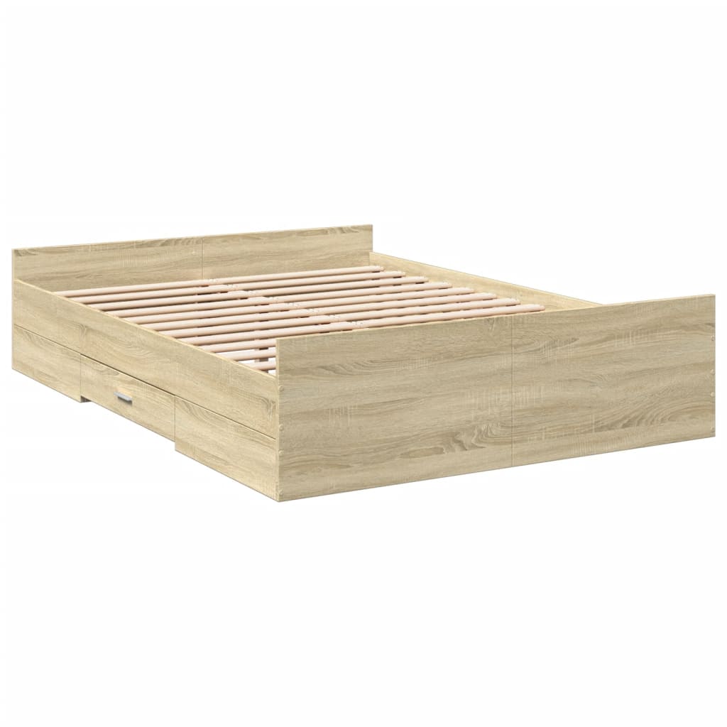 Okvir za krevet s ladicama boja hrasta 120x200 cm drveni
