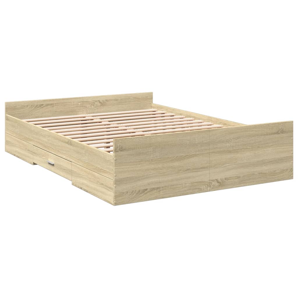 Okvir za krevet s ladicama boja hrasta 120x200 cm drveni