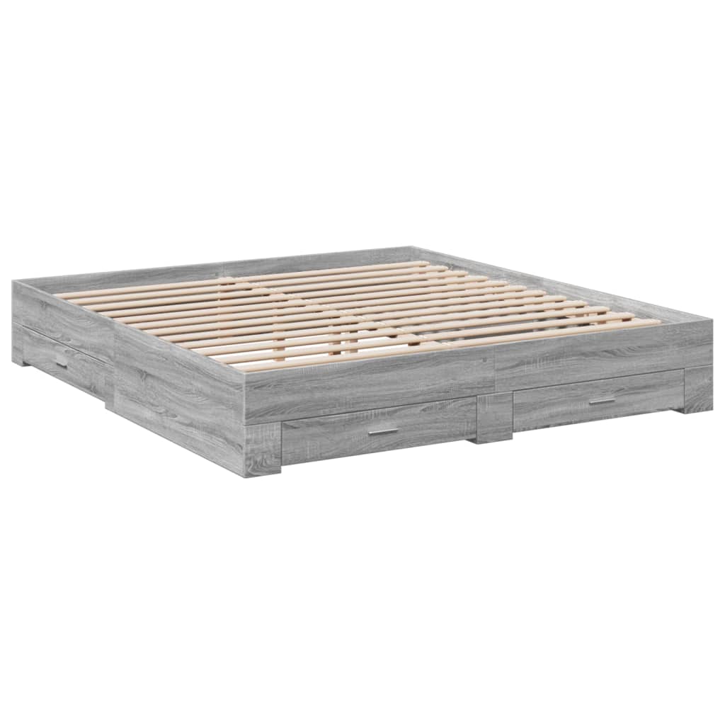 Okvir za krevet s ladicama boja hrasta 200x200 cm drveni