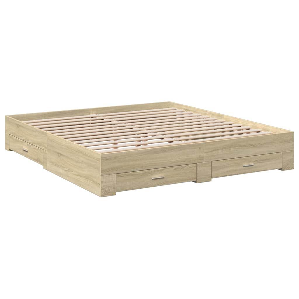 Okvir za krevet s ladicama boja hrasta 180x200 cm