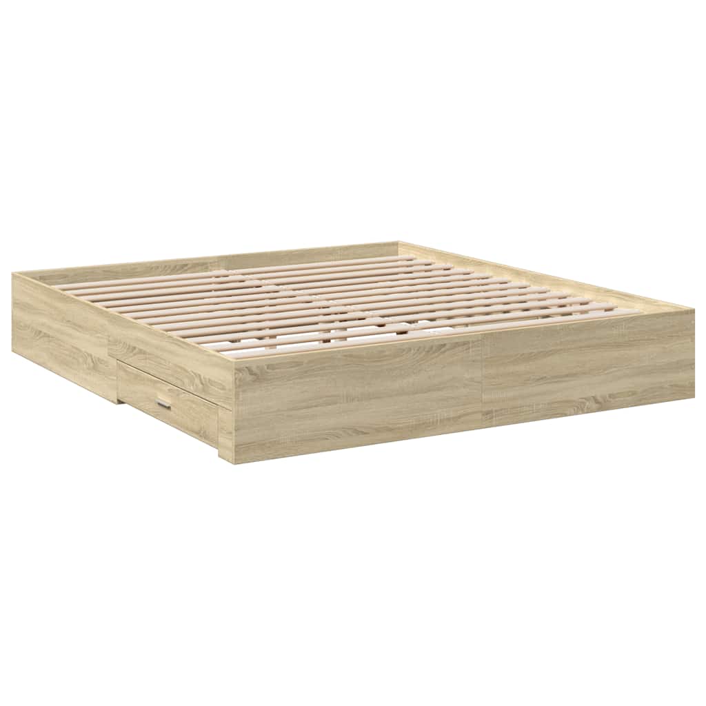 Okvir za krevet s ladicama boja hrasta 180x200 cm