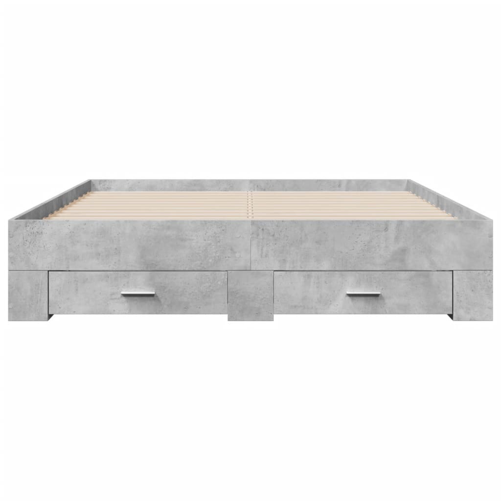 Okvir kreveta s ladicama siva boja betona 160x200 cm drveni