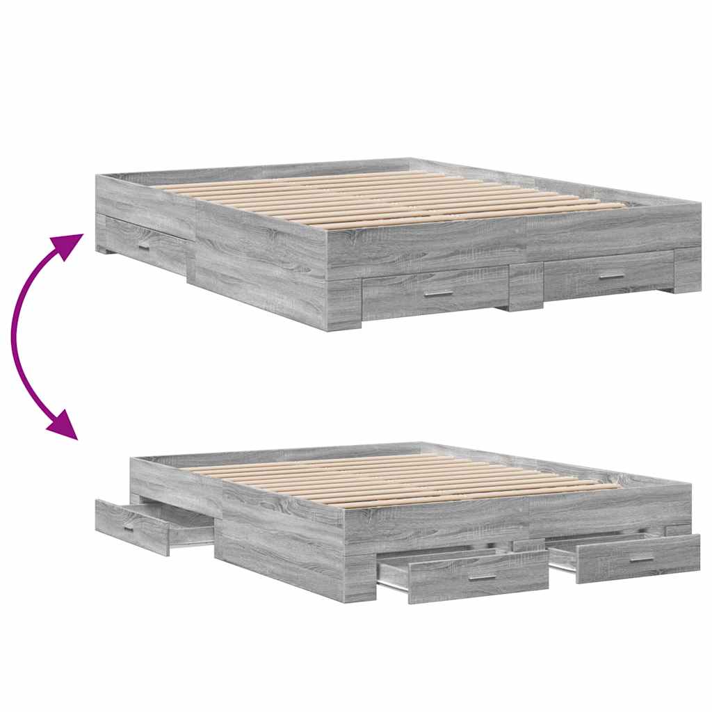 Okvir za krevet s ladicama boja hrasta 150x200 cm drveni