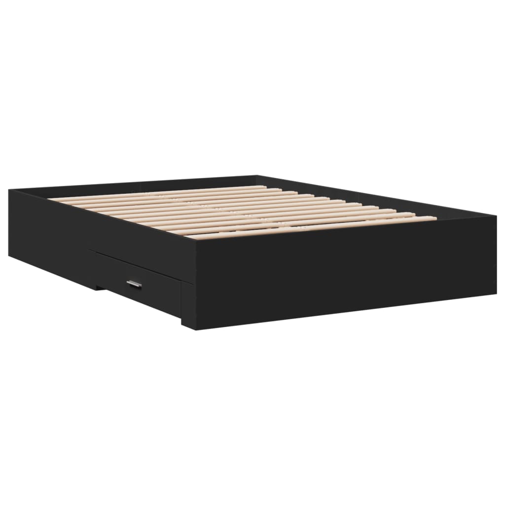 Okvir za krevet s ladicama crni 140x190 cm konstruirano drvo