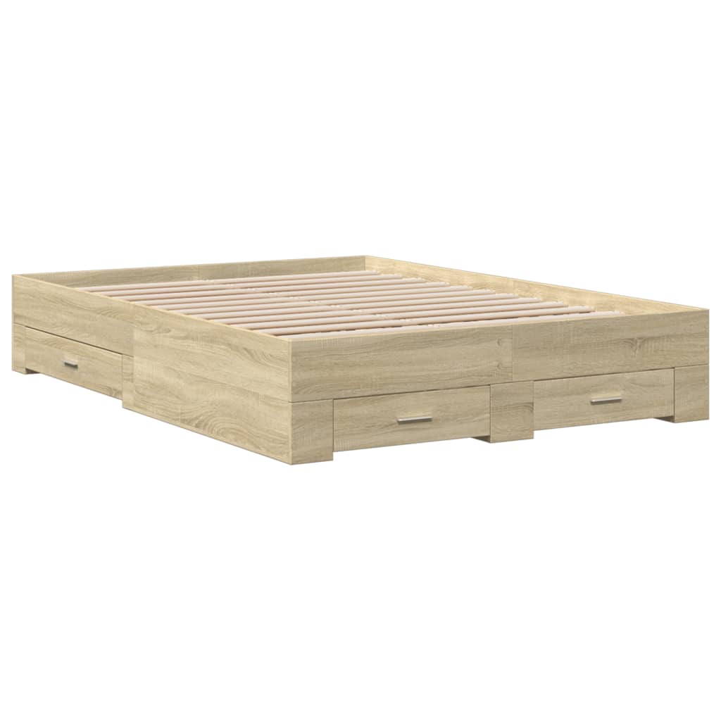 Okvir za krevet s ladicama boja hrasta 140x190 cm drveni