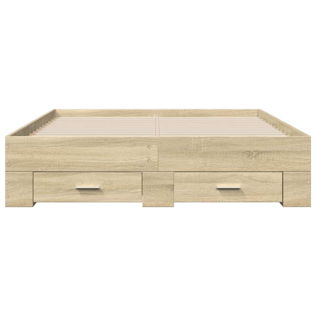 Okvir za krevet s ladicama boja hrasta 140x190 cm drveni