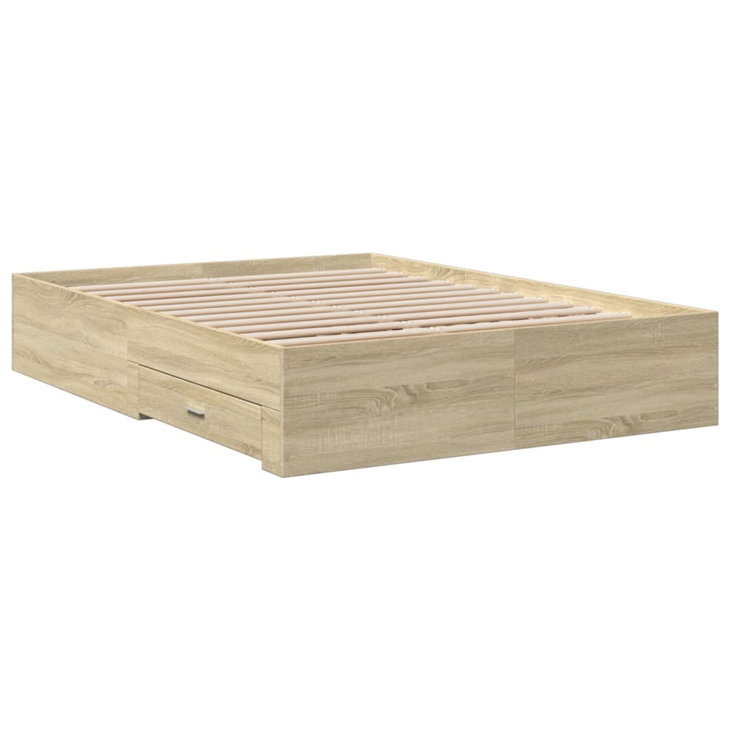 Okvir za krevet s ladicama boja hrasta 120x190 cm drveni