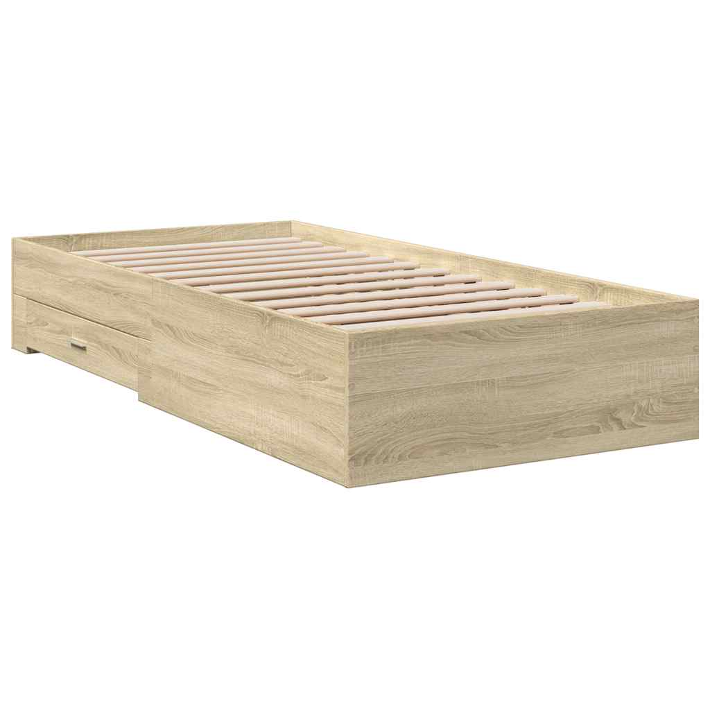Okvir za krevet s uzglavljem boja hrasta 100x200 cm drveni