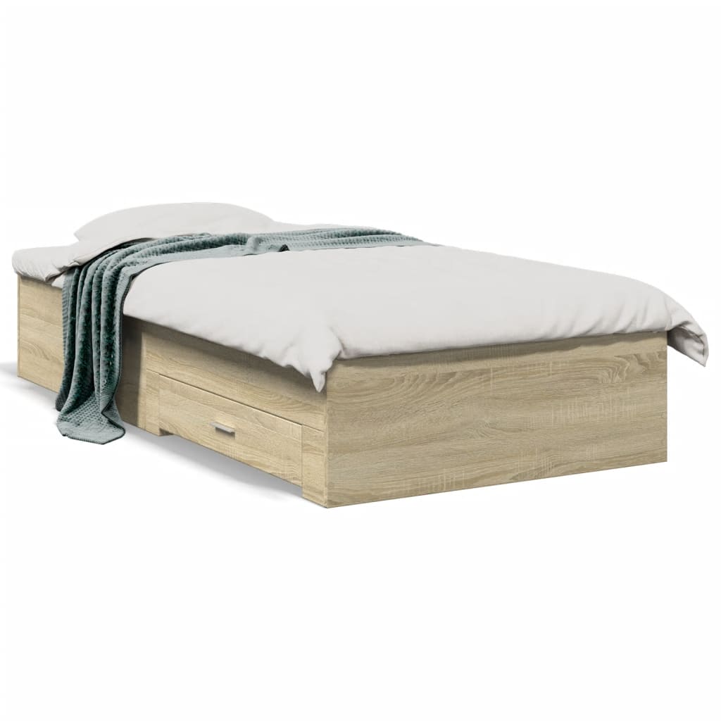 Okvir za krevet s ladicama boja hrasta 90x200 cm