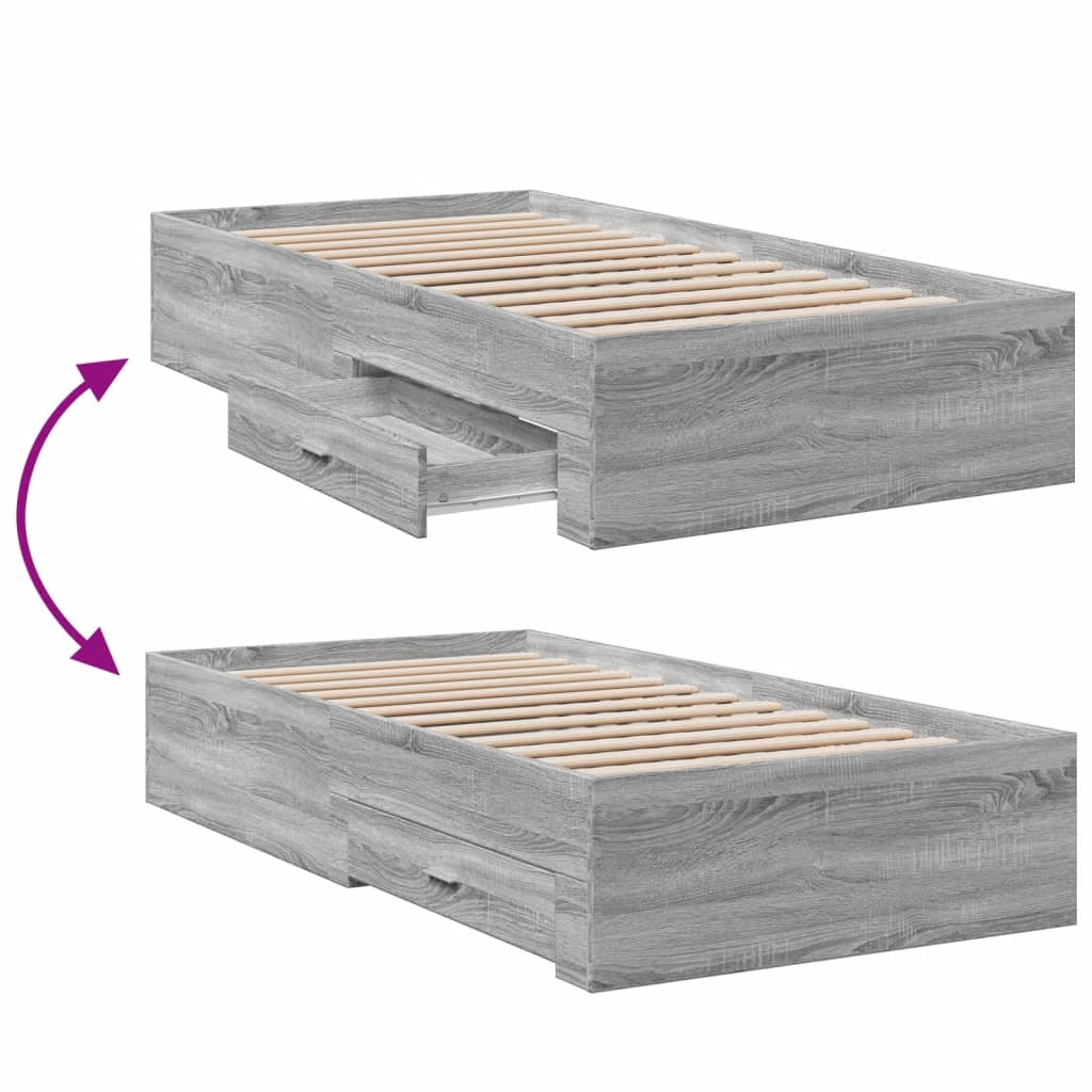 Okvir za krevet s ladicama boja hrasta 90x200 cm