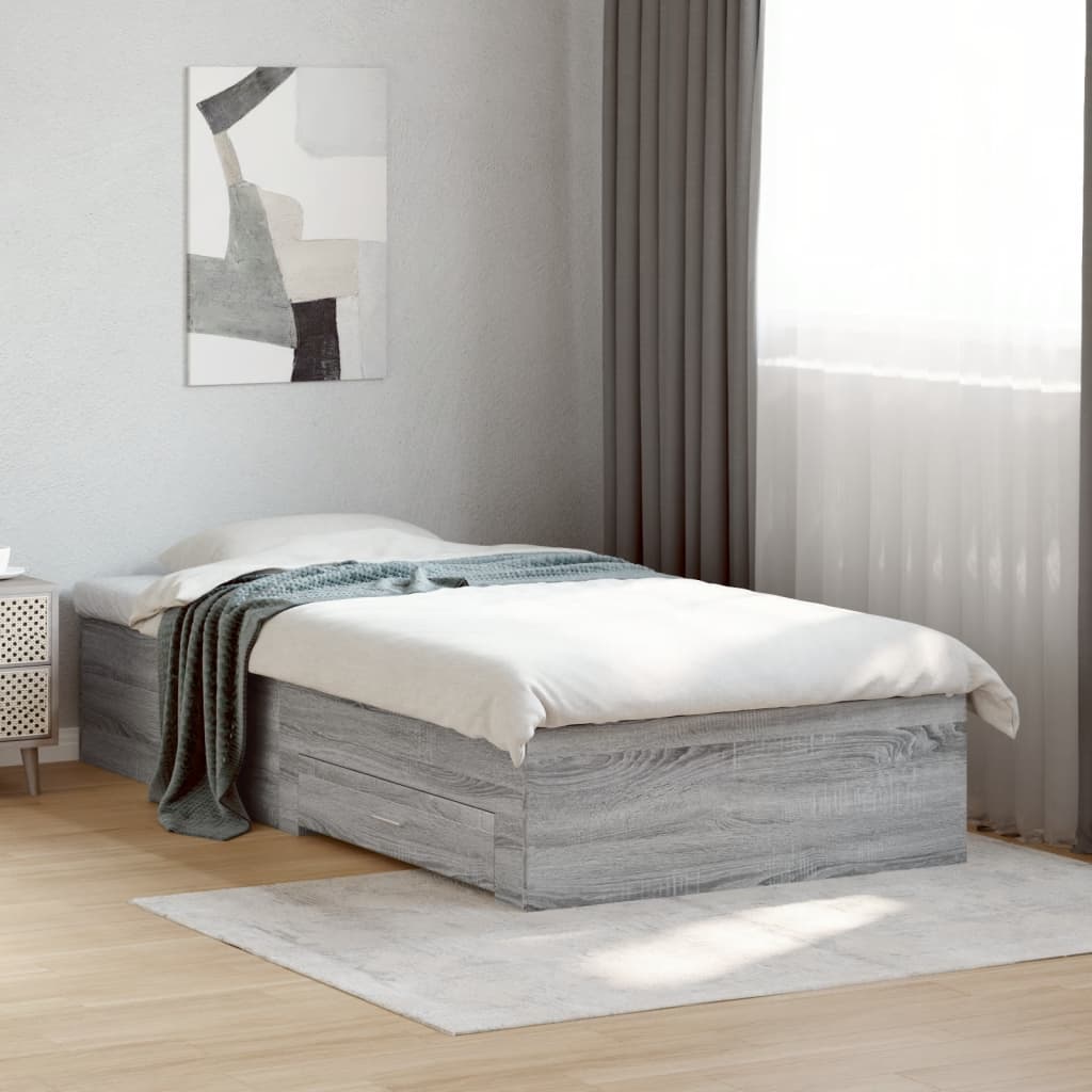 Okvir za krevet s ladicama boja hrasta 90x200 cm