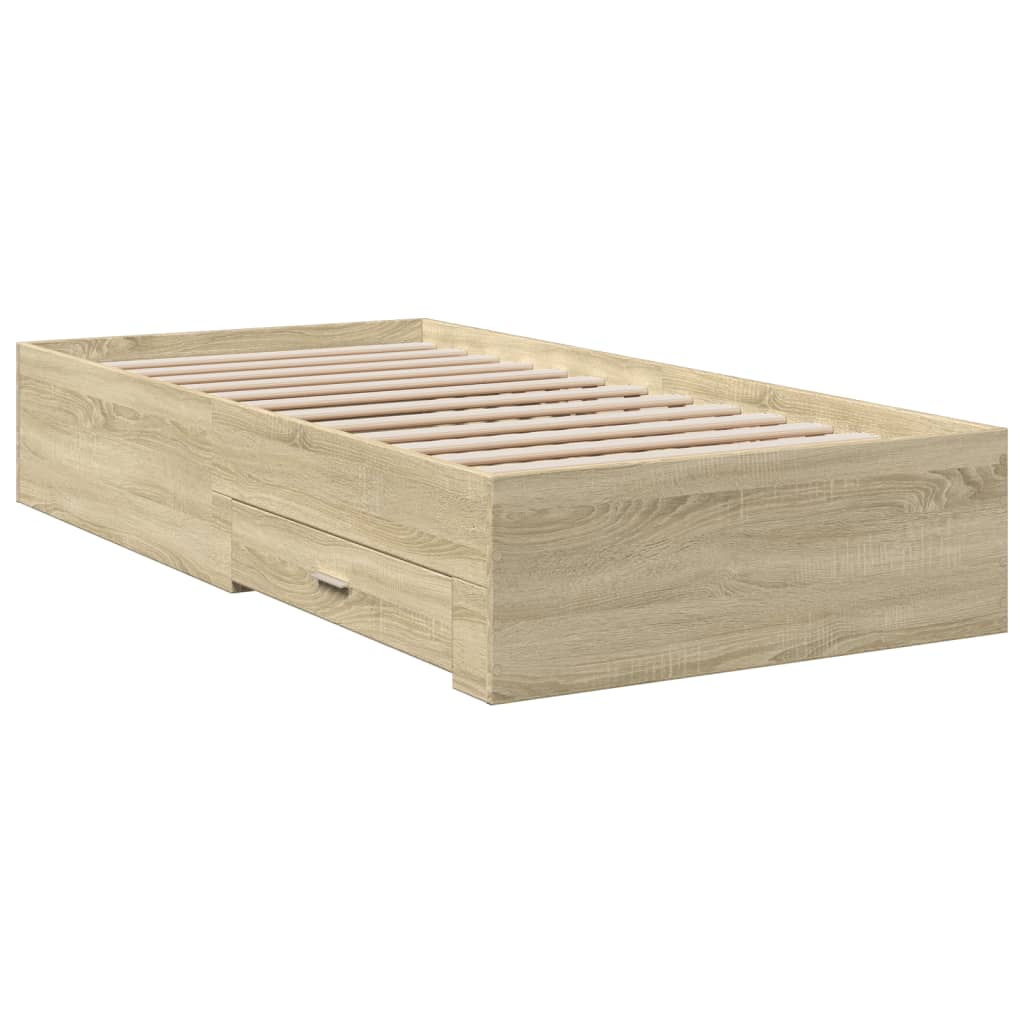 Okvir kreveta s ladicama boja hrasta sonome 75x190 cm drveni