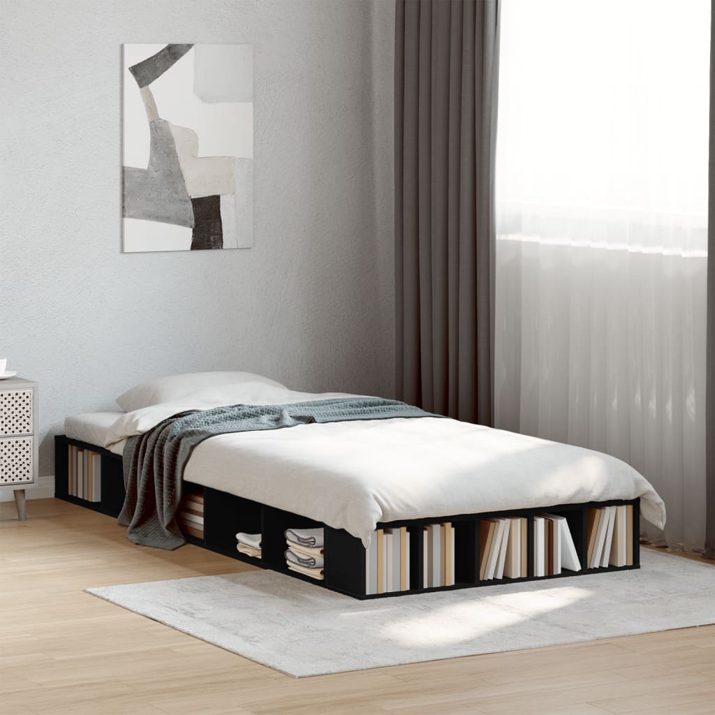 Okvir za krevet crni 100x200 cm konstruirano drvo