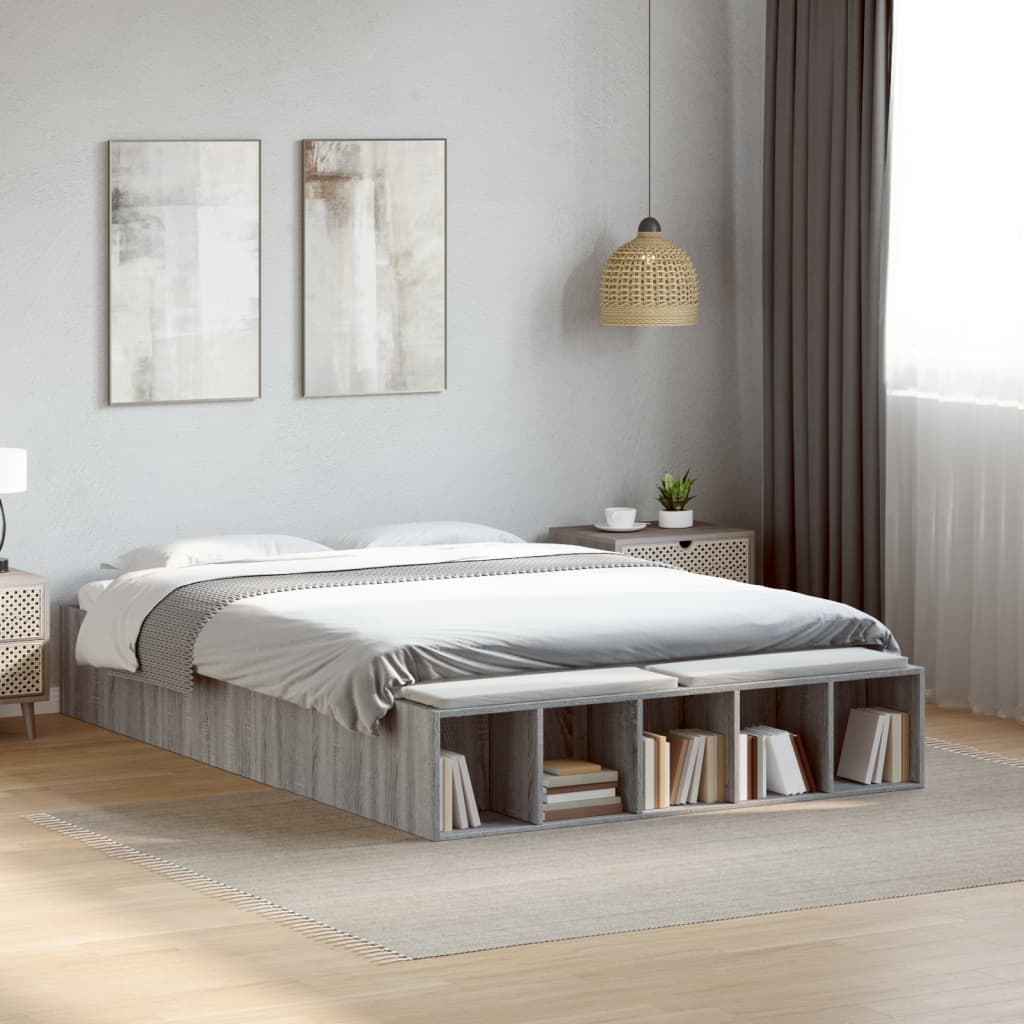 Okvir za krevet boja hrasta 120 x 200 cm od konstruiranog drva