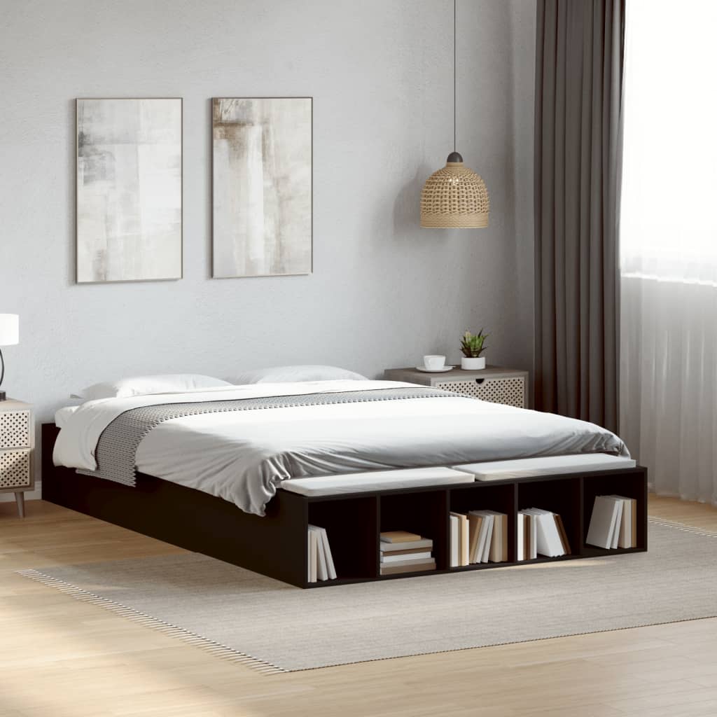 Okvir za krevet crni 135x190 cmkonstruirano drvo
