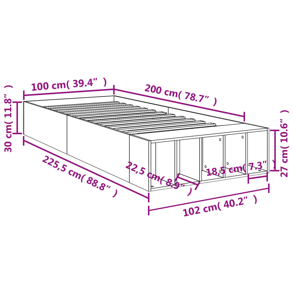 Okvir za krevet bijeli 120 x 200 cm konstruirano drvo