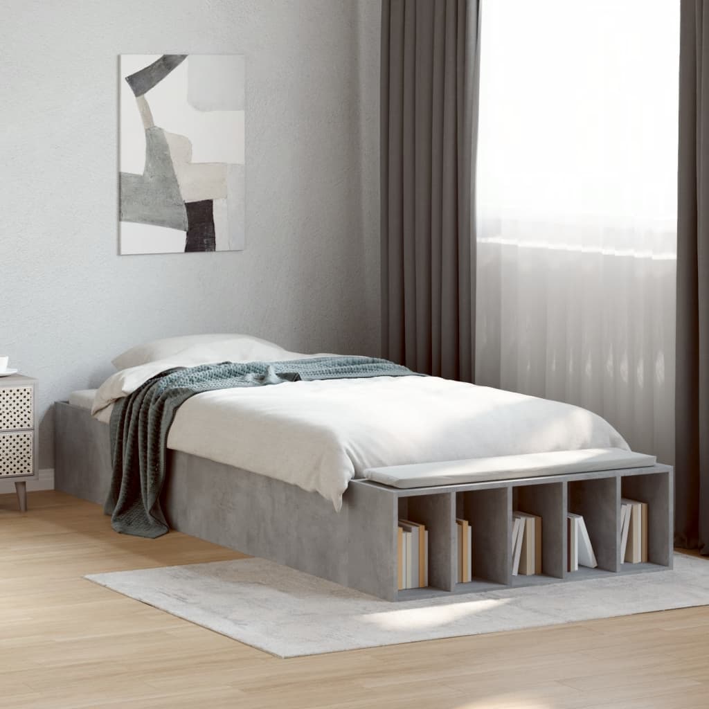 Okvir kreveta boja betona 90 x 190 cm od konstruiranog drva