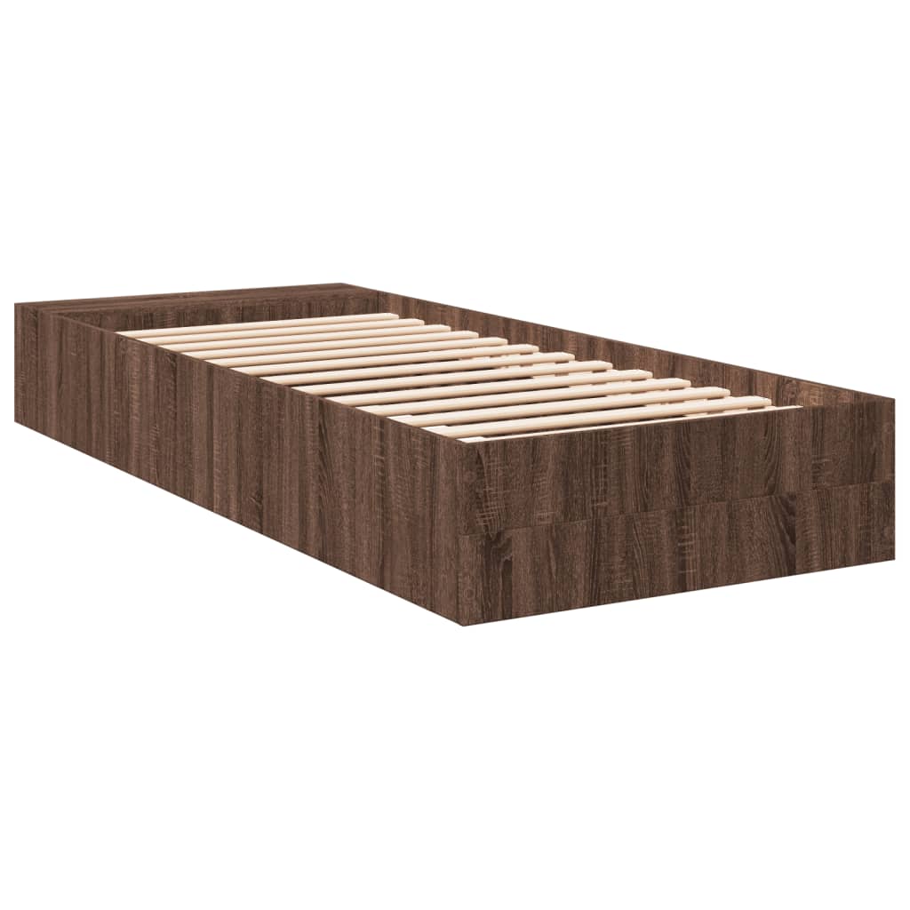 Okvir za krevet smeđi hrast 75x190 cm konstruirano drvo