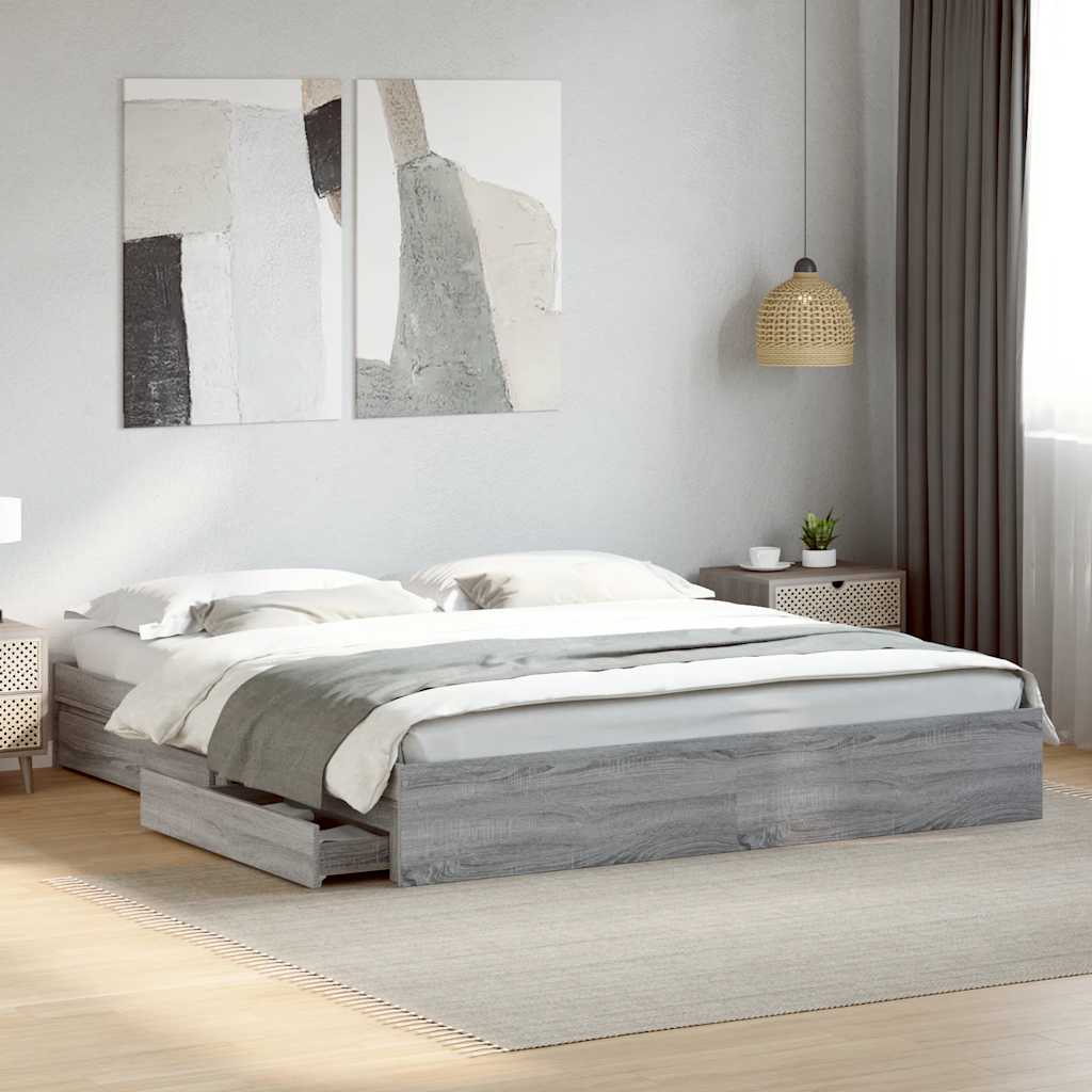 Okvir za krevet s ladicama boja hrasta 180x200 cm