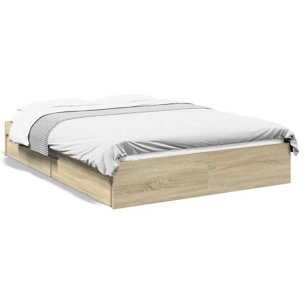 Okvir za krevet s ladicama boja hrasta 120x200 cm drveni