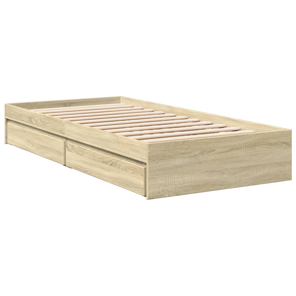 Okvir za krevet s ladicama boja hrasta 90x200 cm