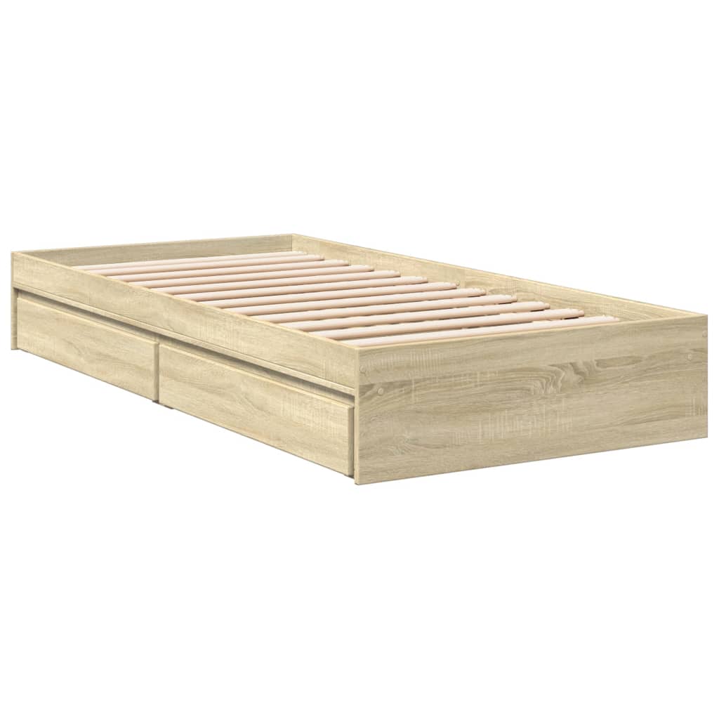 Okvir za krevet s ladicama boja hrasta 90x200 cm