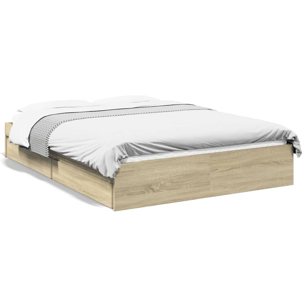 Okvir za krevet s ladicama boja hrasta 140x190 cm drveni