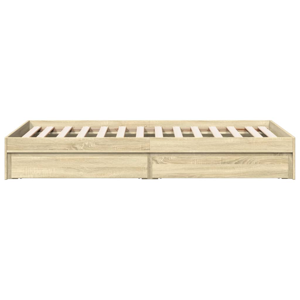Okvir za krevet s ladicama boja hrasta 90x190 cm drveni