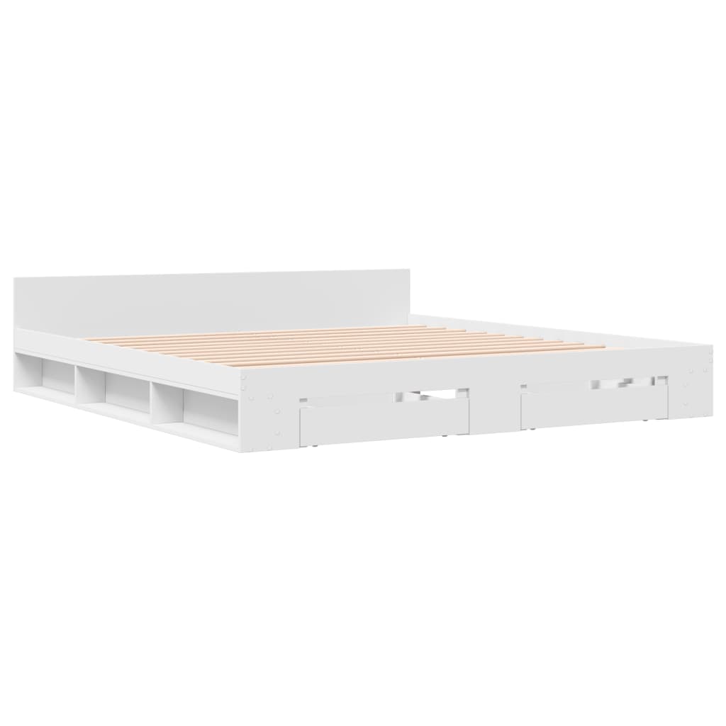 Okvir kreveta s ladicama bez madraca bijeli 180x200 cm
