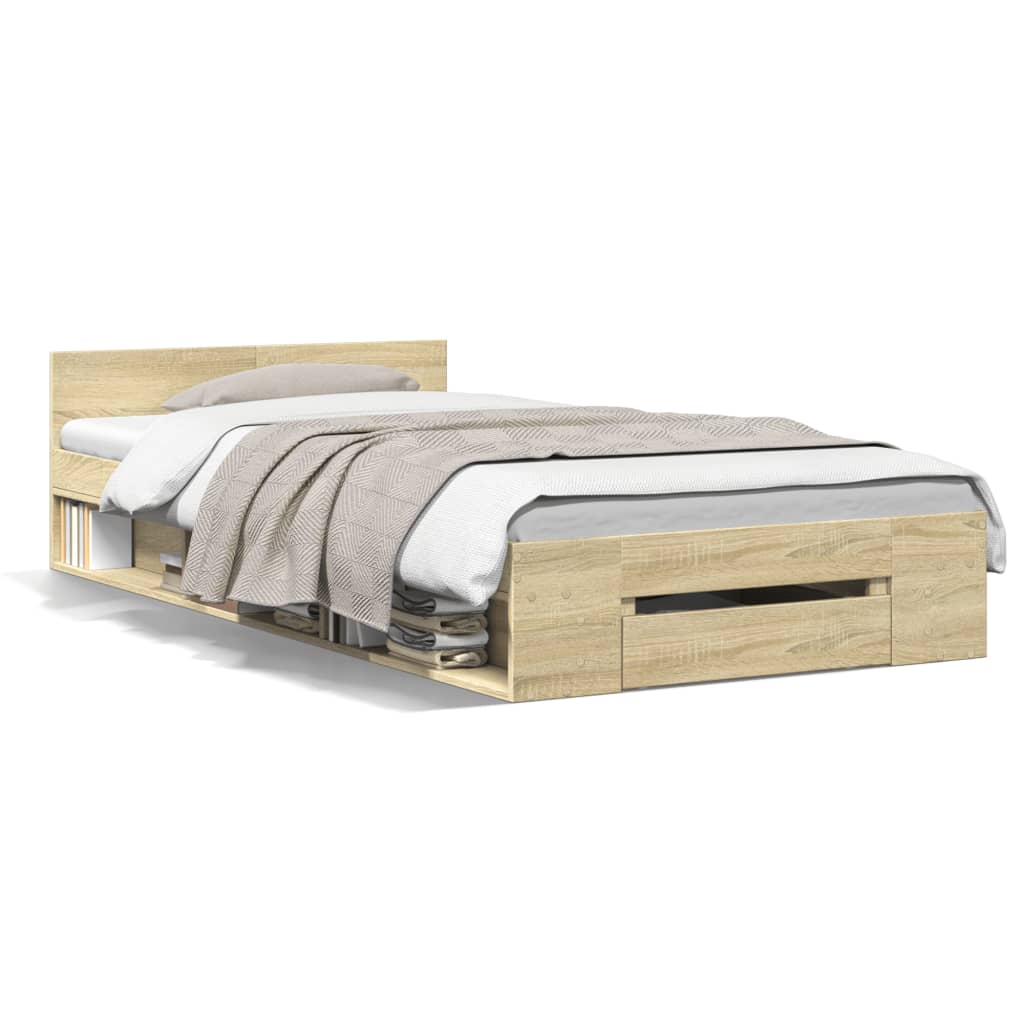 Okvir za krevet s ladicom boja hrasta 90x190 cm drveni