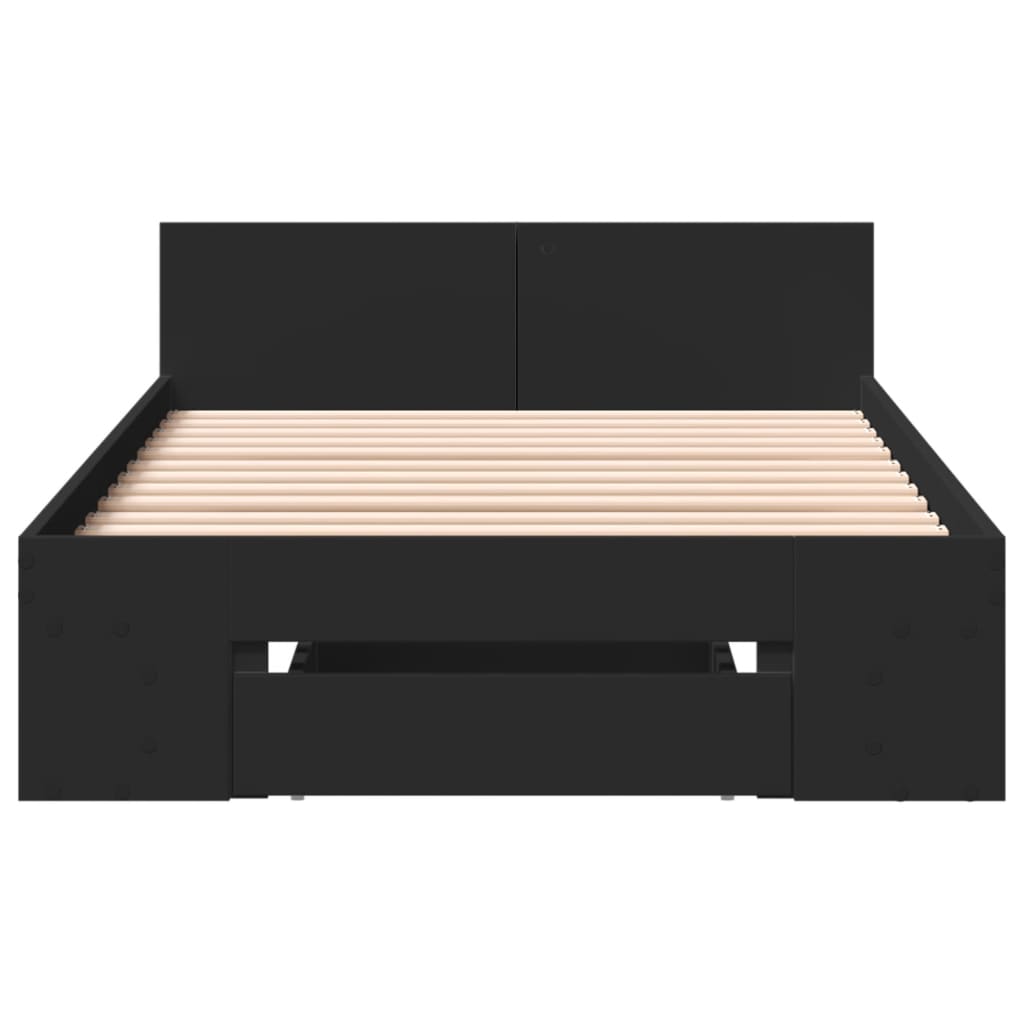 Okvir za krevet s ladicom crni 100x200 cm konstruirano drvo