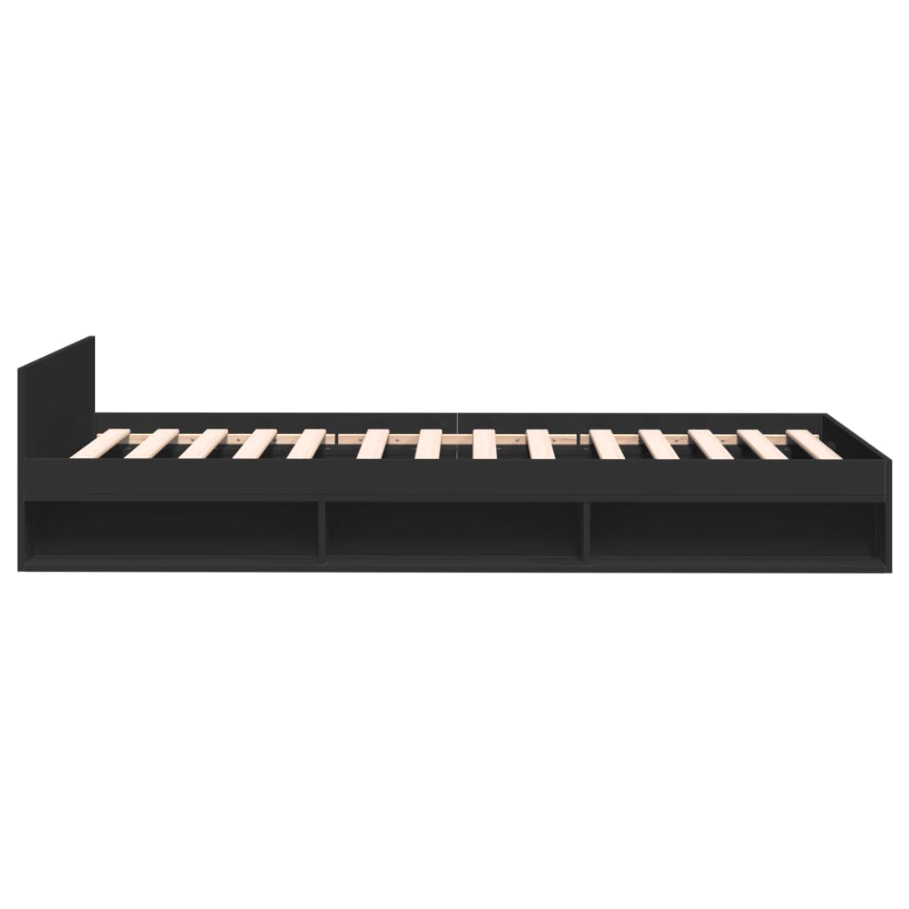 Okvir za krevet s ladicom crni 100x200 cm konstruirano drvo