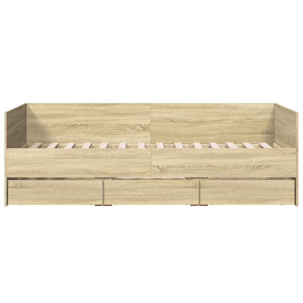 Dnevni krevet s ladicama bez madraca boja hrasta 100x200 cm