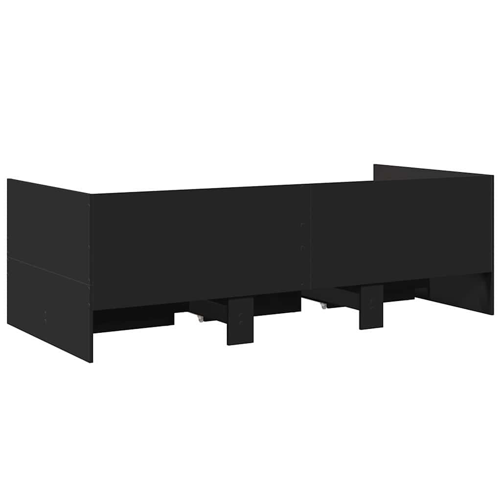 Dnevni krevet s ladicama bez madraca crni 90x200 cm