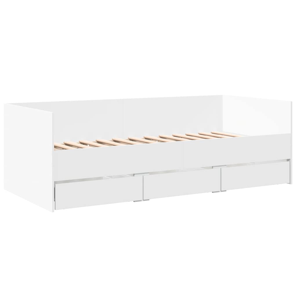 Dnevni krevet s ladicama bez madraca bijeli 90x190 cm
