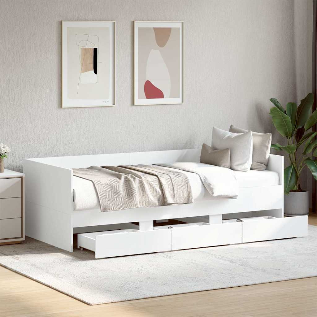 Dnevni krevet s ladicama bez madraca bijeli 90x190 cm