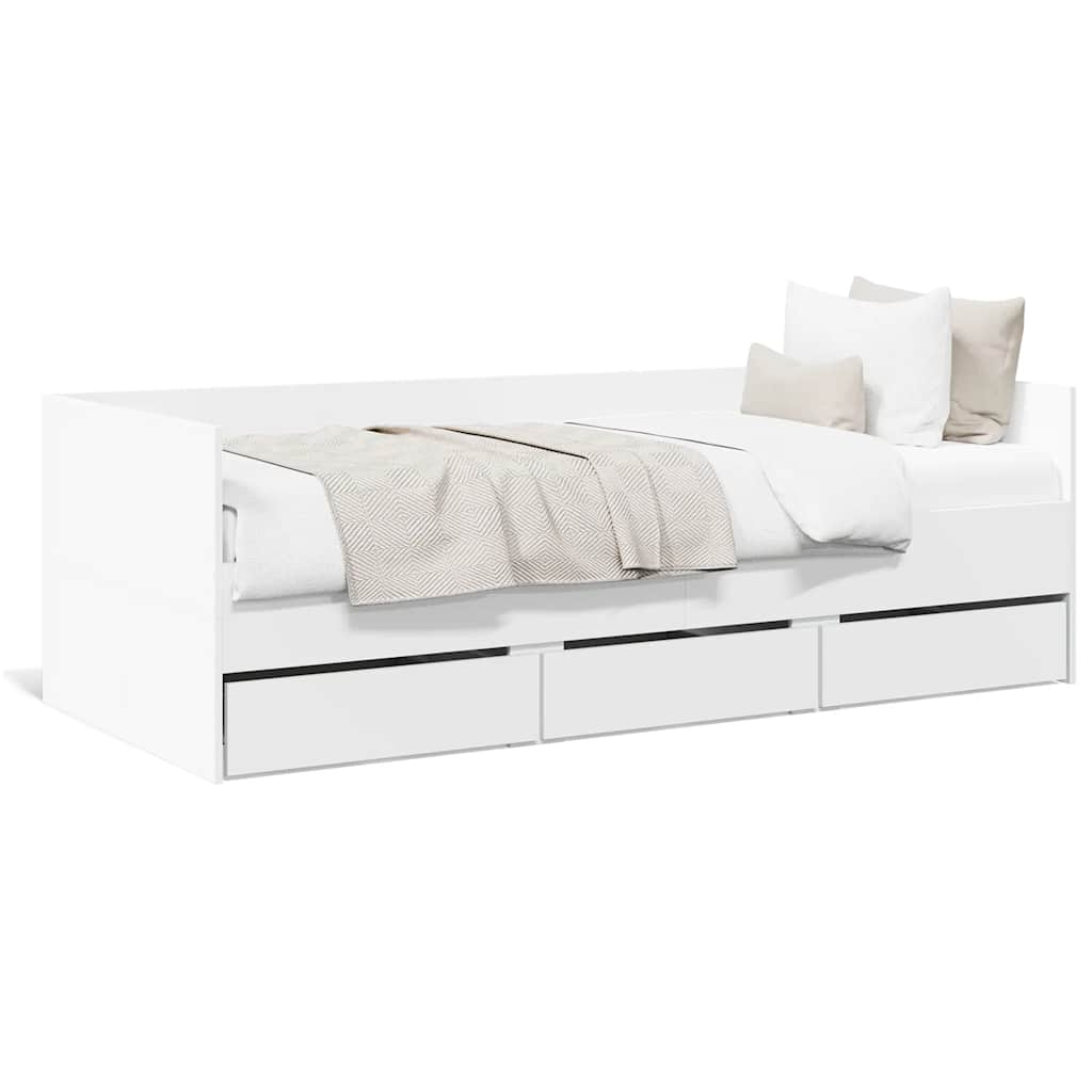 Dnevni krevet s ladicama bez madraca bijeli 75x190 cm