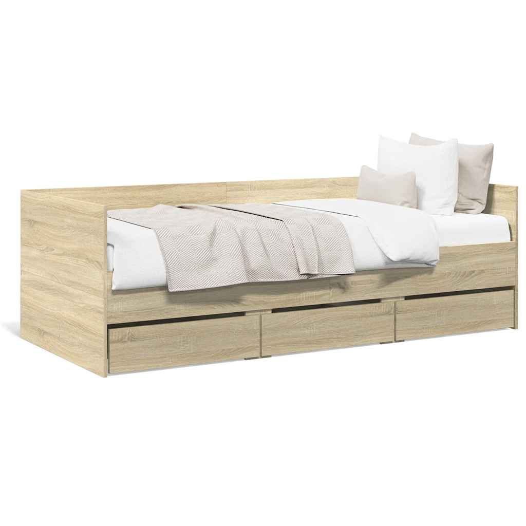 Dnevni krevet s ladicama bez madraca boja hrasta 75x190 cm