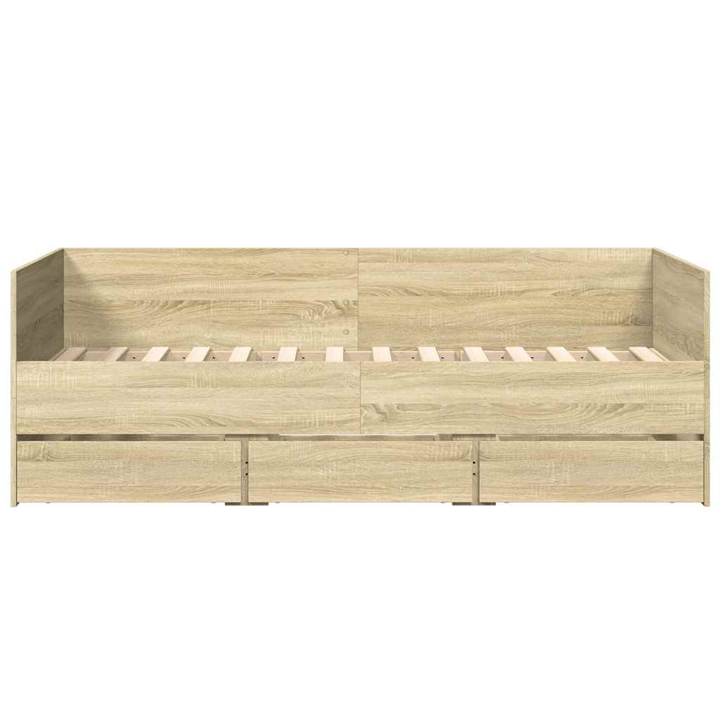 Dnevni krevet s ladicama bez madraca boja hrasta 75x190 cm