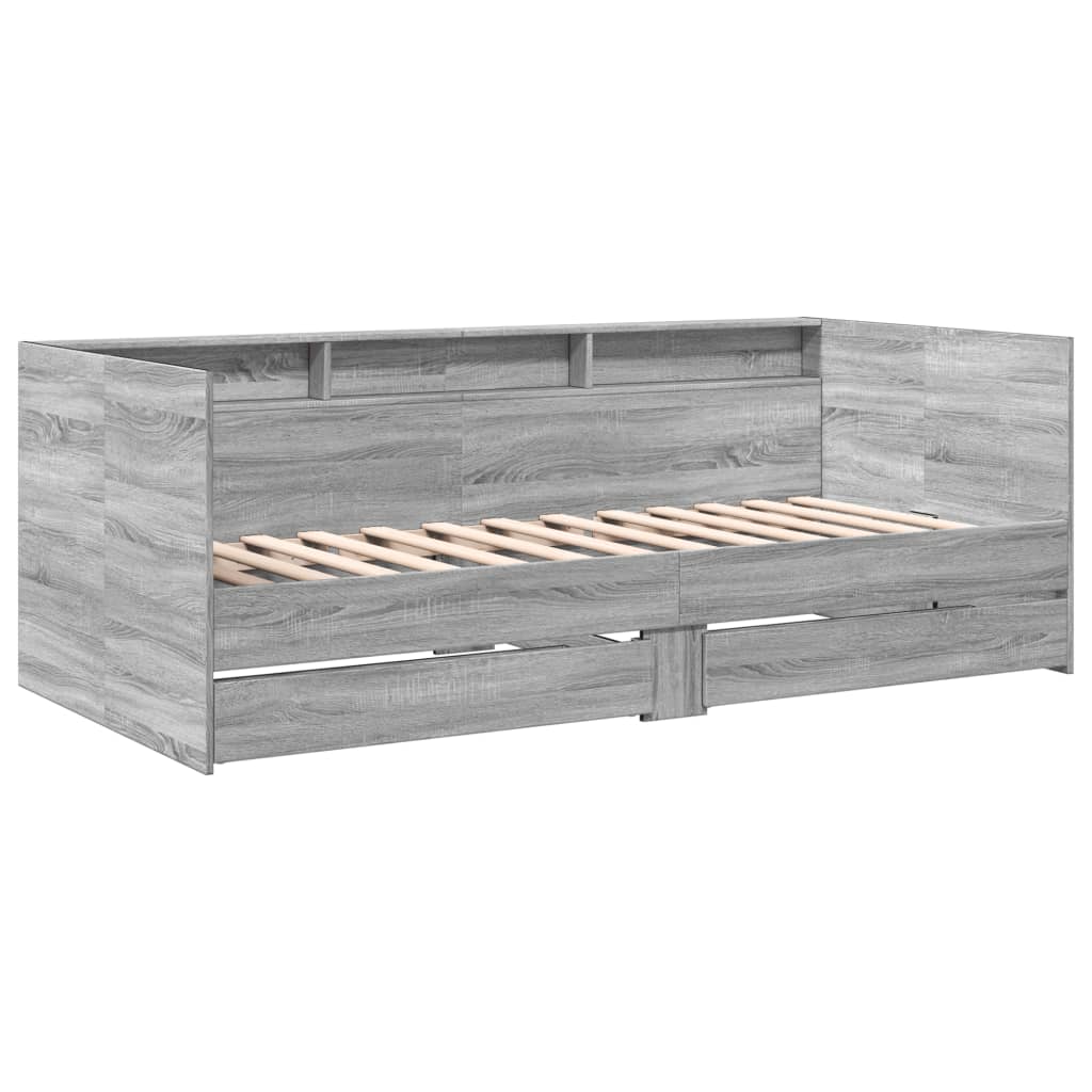 Dnevni krevet s ladicama bez madraca siva boja hrasta 100x200cm