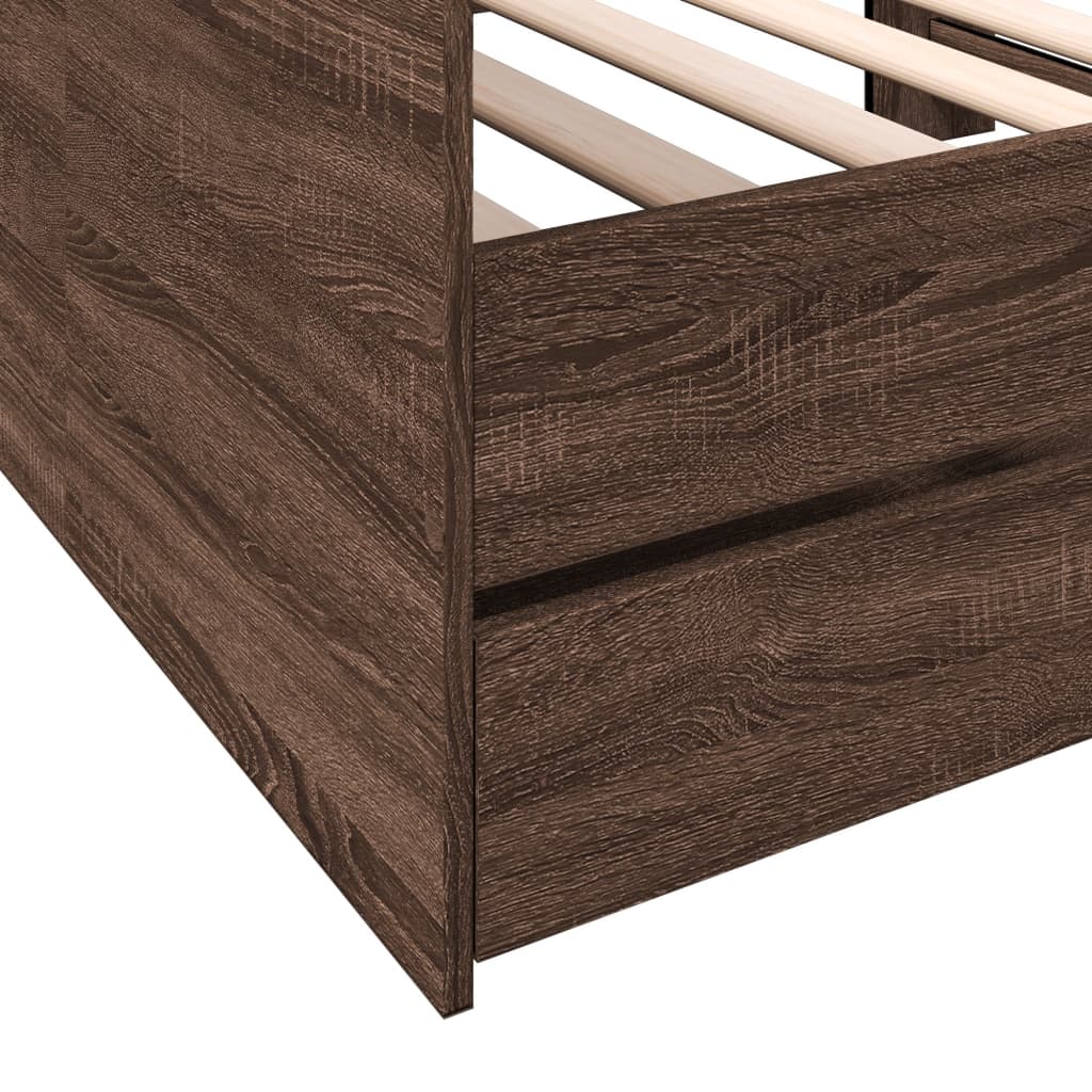 Dnevni krevet s ladicama bez madraca smeđa hrasta 100x200 cm