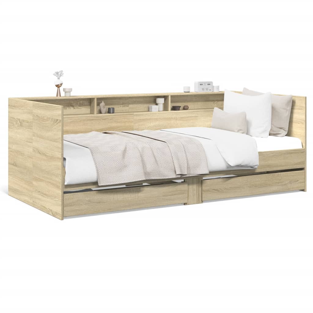 Dnevni krevet s ladicama bez madraca boja hrasta 75x190 cm