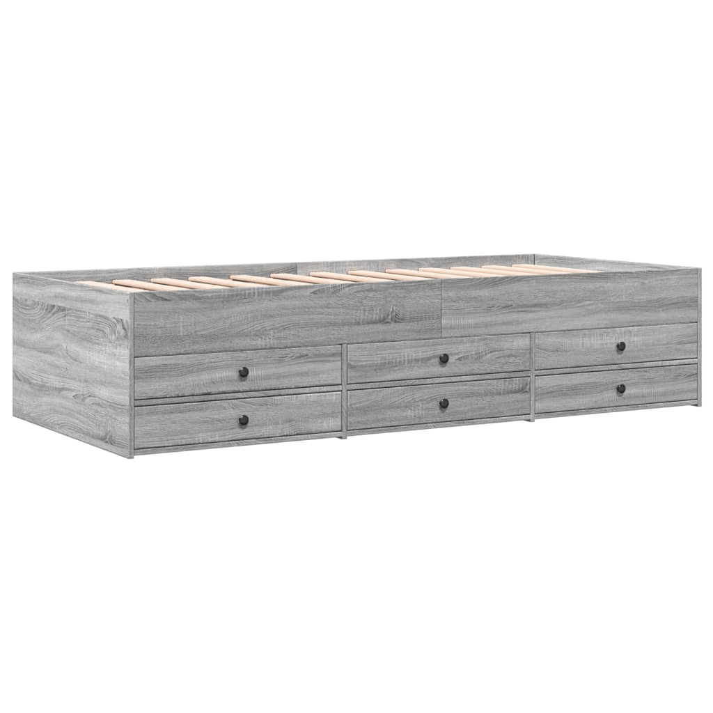 Dnevni krevet s ladicama bez madraca siva boja hrasta 100x200cm